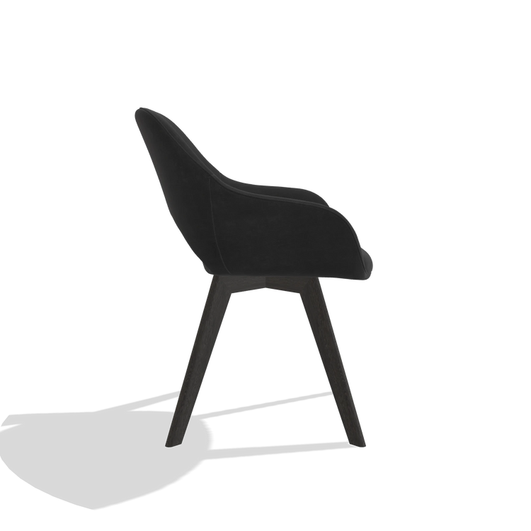 Dining Chair Marino 6608 in Adore 67 fabric (black), tobacco legs, side view