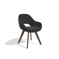 Dining Chair Marino 6608 in Adore 67 fabric (black), walnut legs, angled view