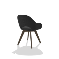 Dining Chair Marino 6608 in Adore 67 fabric (black), walnut legs, back angled view