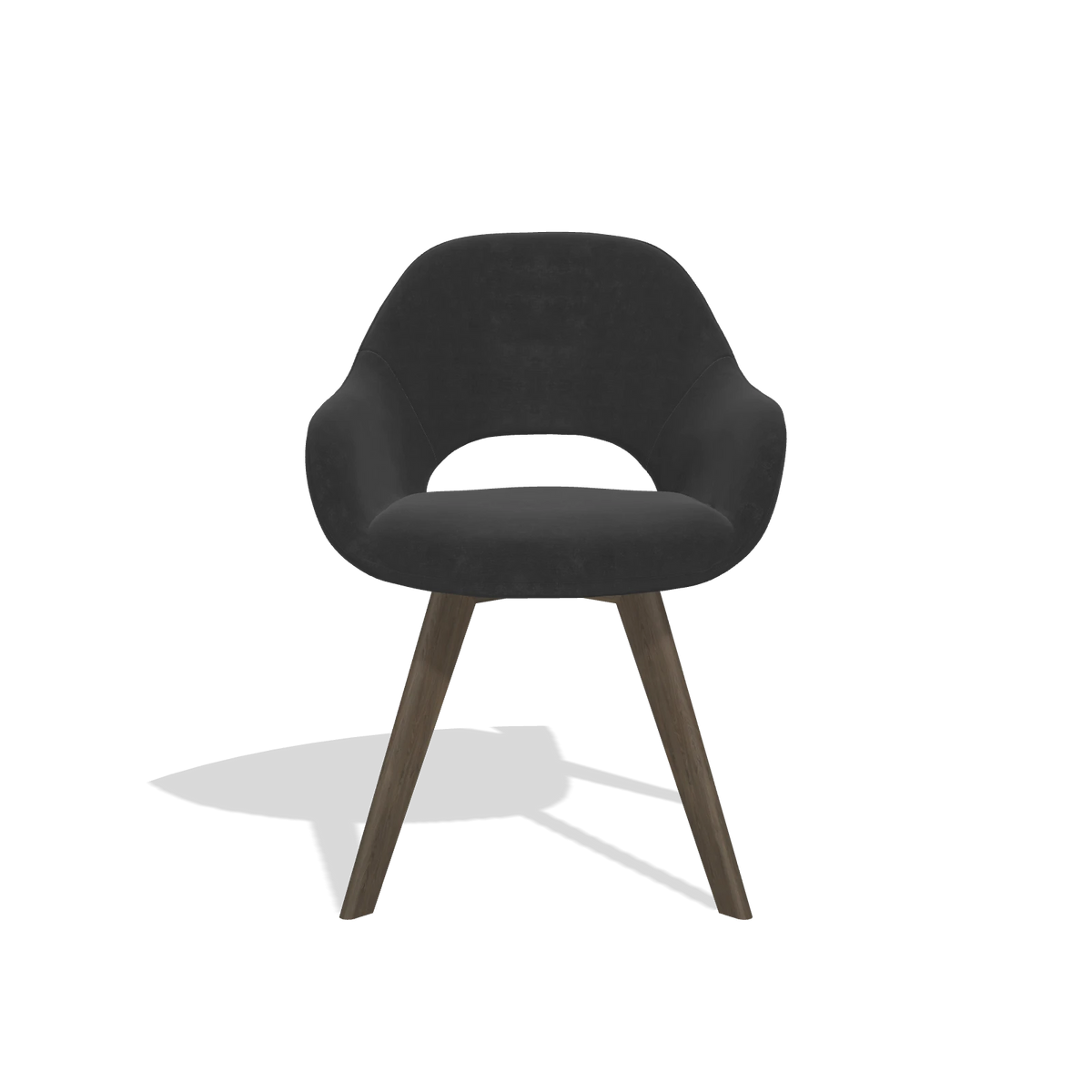 Dining Chair Marino 6608 in Adore 67 fabric (black), walnut legs, front view