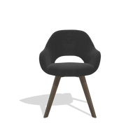 Dining Chair Marino 6608 in Adore 67 fabric (black), walnut legs, front view
