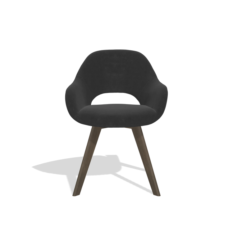 Dining Chair Marino 6608 in Adore 67 fabric (black), walnut legs, front view