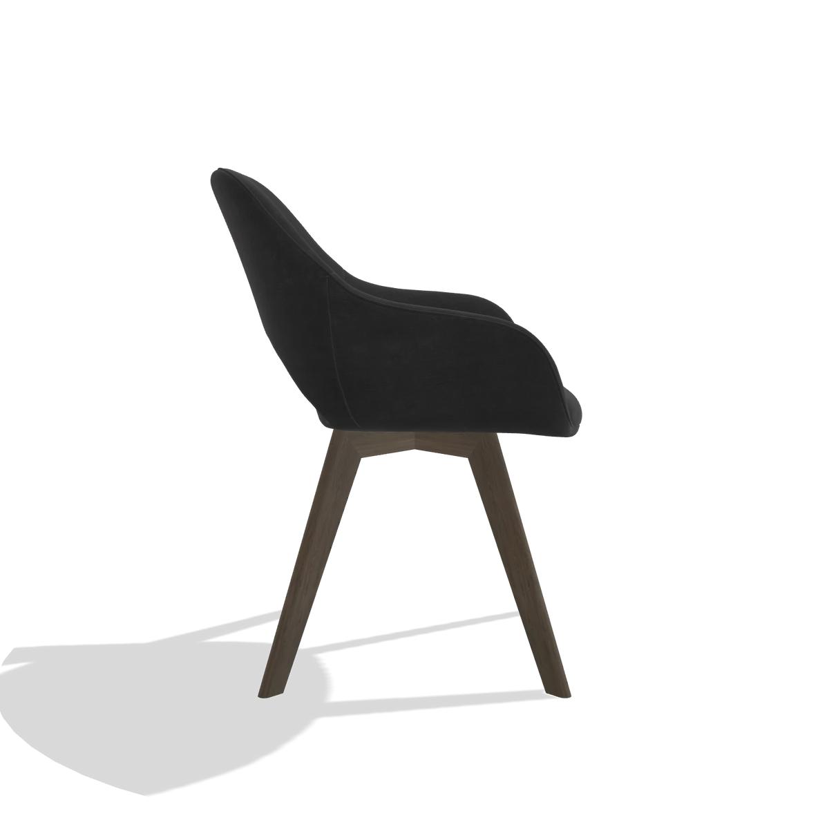 Dining Chair Marino 6608 in Adore 67 fabric (black), walnut legs, side view