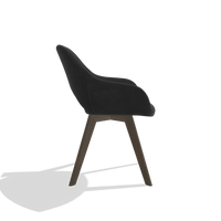 Dining Chair Marino 6608 in Adore 67 fabric (black), walnut legs, side view