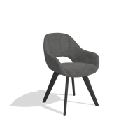 Dining Chair Marino 6608 in Adore 68 fabric (dark grey), black legs, angled view