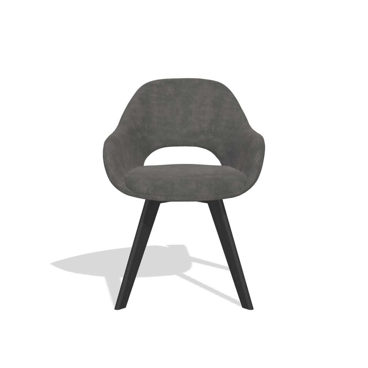 Dining Chair Marino 6608 in Adore 68 fabric (dark grey), black legs, front view
