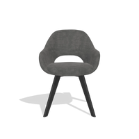 Dining Chair Marino 6608 in Adore 68 fabric (dark grey), black legs, front view