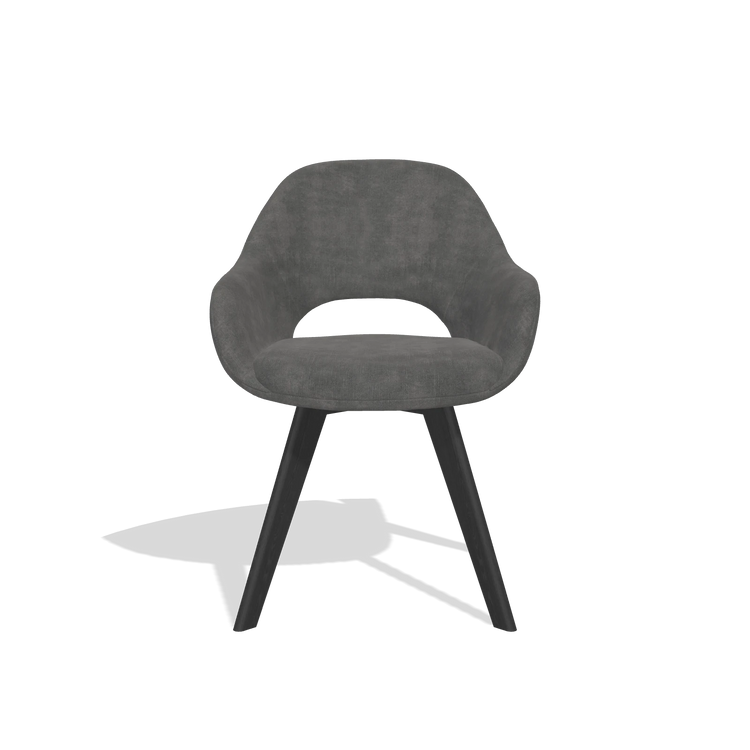 Dining Chair Marino 6608 in Adore 68 fabric (dark grey), black legs, front view