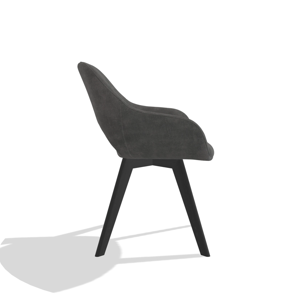 Dining Chair Marino 6608 in Adore 68 fabric (dark grey), black legs, side view