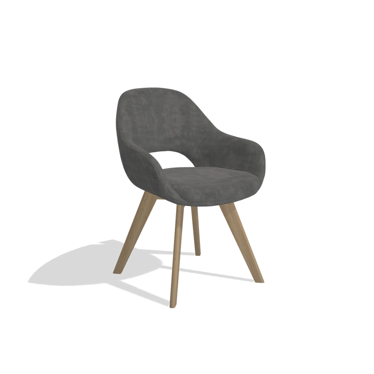 Dining Chair Marino 6608 in Adore 68 fabric (dark grey), natural legs, angled view