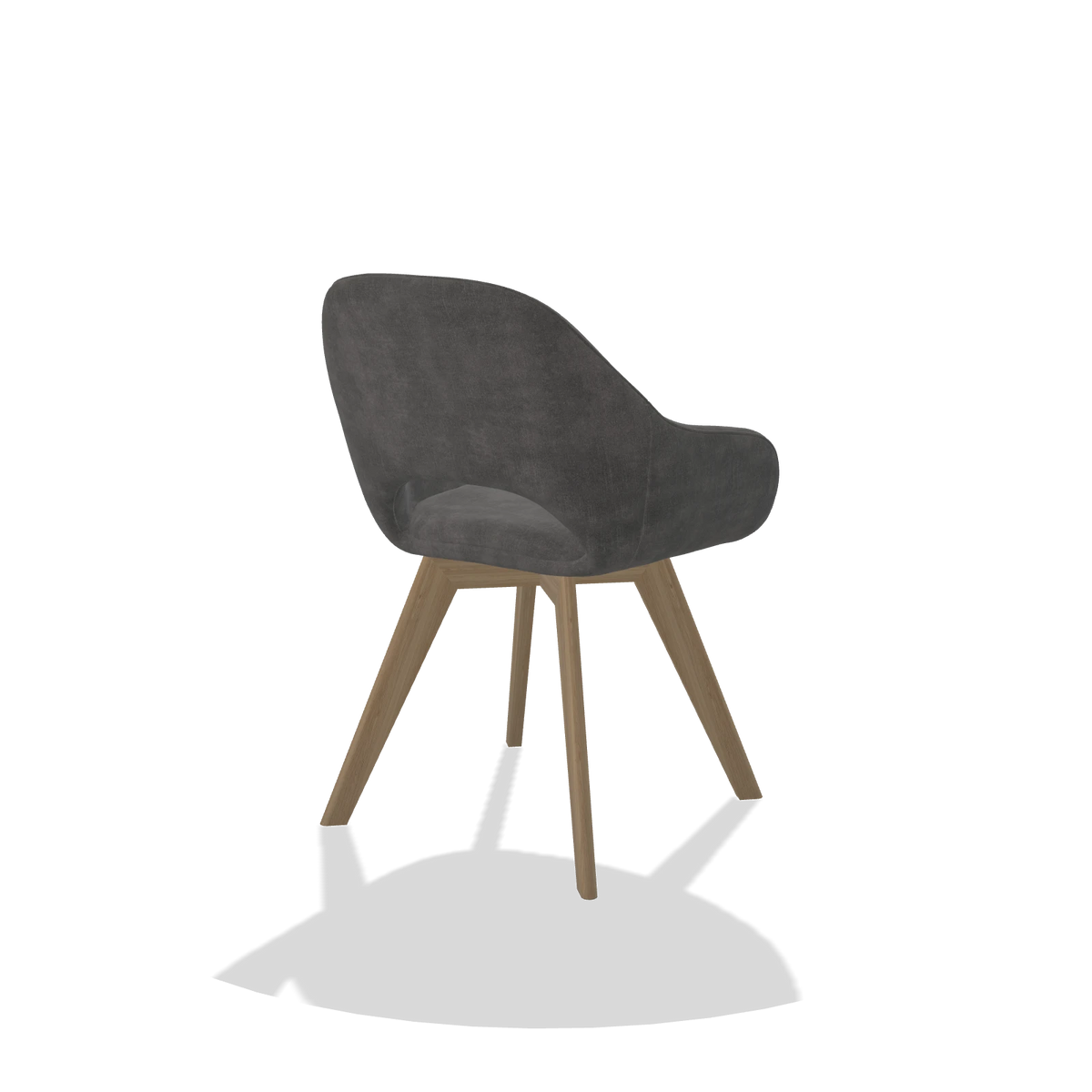 Dining Chair Marino 6608 in Adore 68 fabric (dark grey), natural legs, back angled view