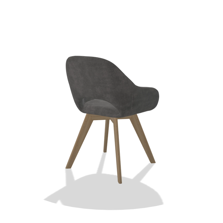 Dining Chair Marino 6608 in Adore 68 fabric (dark grey), natural legs, back angled view