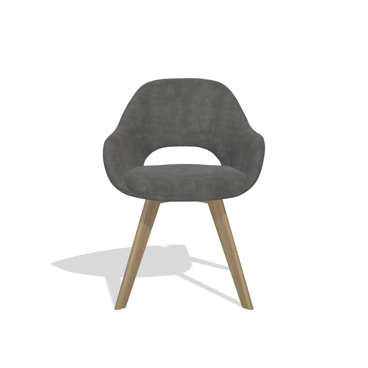 Dining Chair Marino 6608 in Adore 68 fabric (dark grey), natural legs, front view