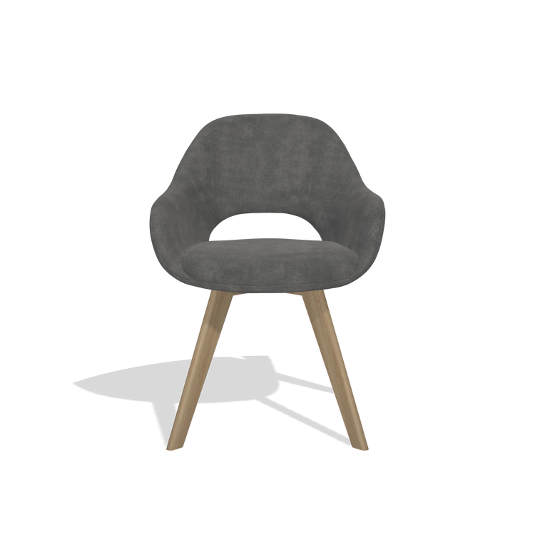 Dining Chair Marino 6608 in Adore 68 fabric (dark grey), natural legs, front view