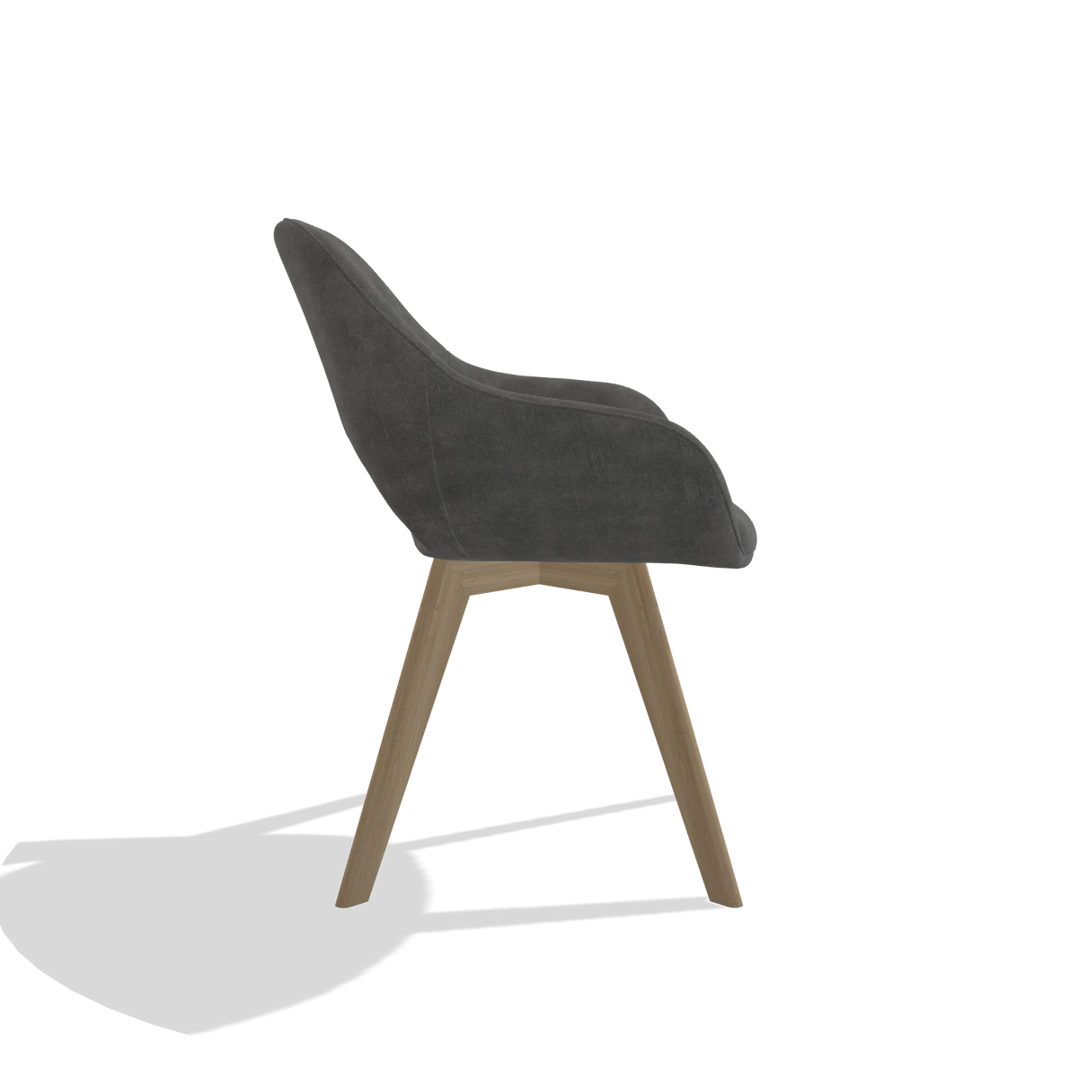 Dining Chair Marino 6608 in Adore 68 fabric (dark grey), natural legs, side view