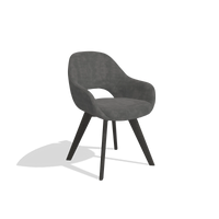Dining Chair Marino 6608 in Adore 68 fabric (dark grey), tobacco legs, angled view