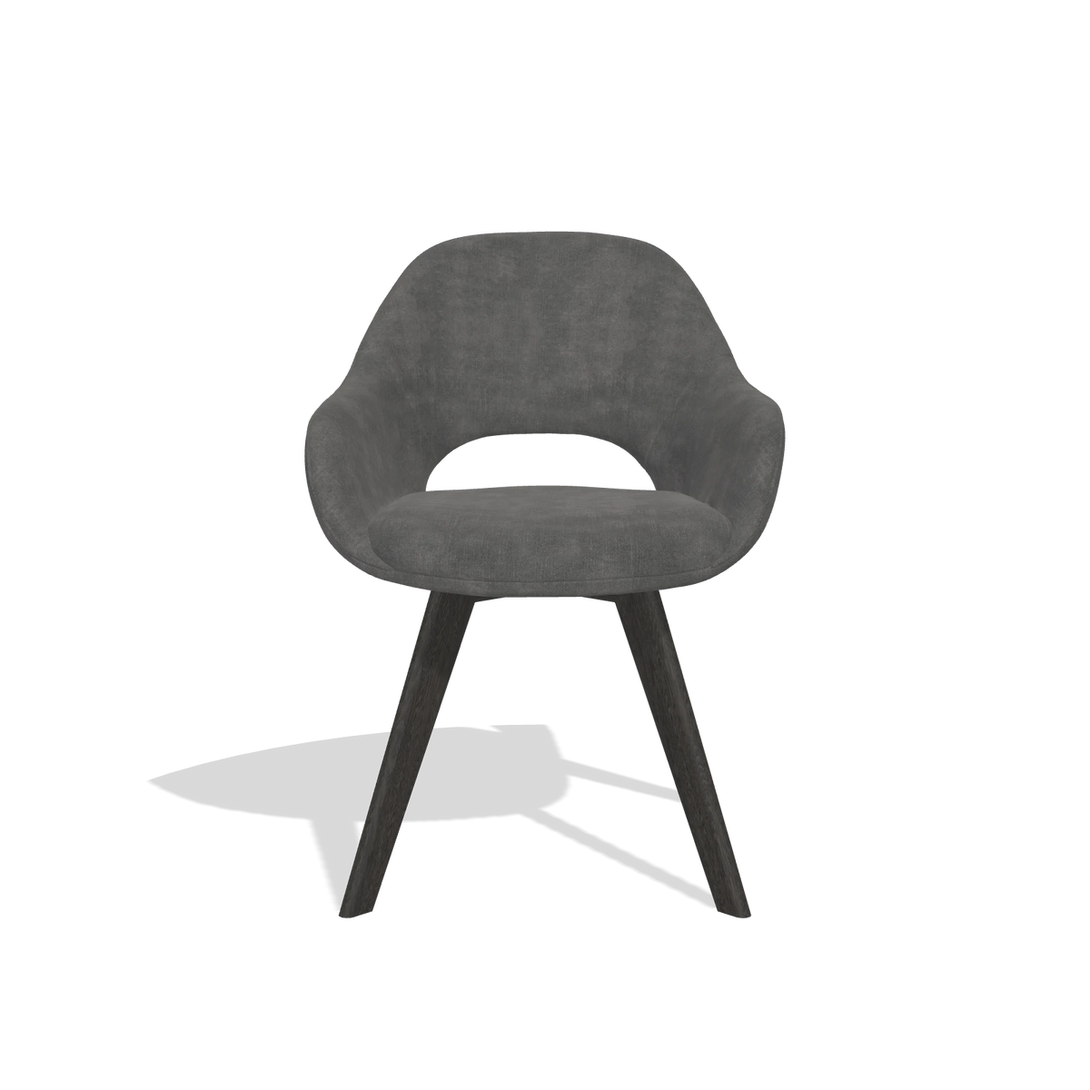 Dining Chair Marino 6608 in Adore 68 fabric (dark grey), tobacco legs, front view