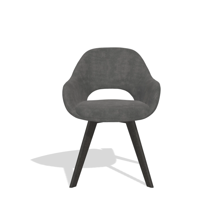 Dining Chair Marino 6608 in Adore 68 fabric (dark grey), tobacco legs, front view