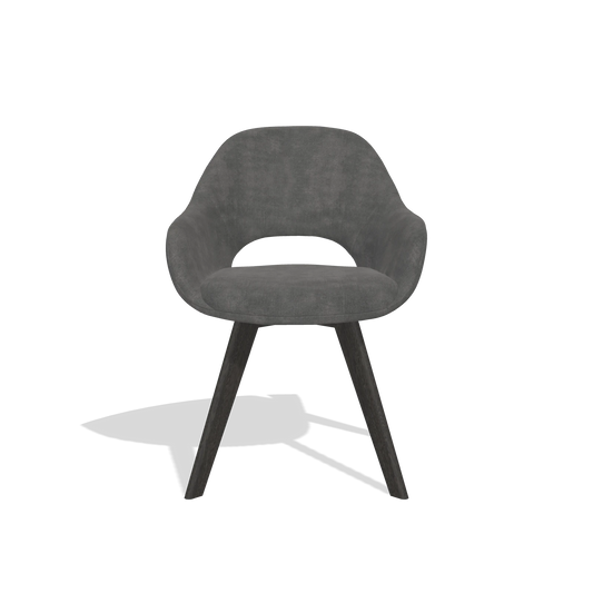 Chaise de salle à manger Marino 6608 en tissu Adore 68 (gris foncé), pieds en tabac, vue de face