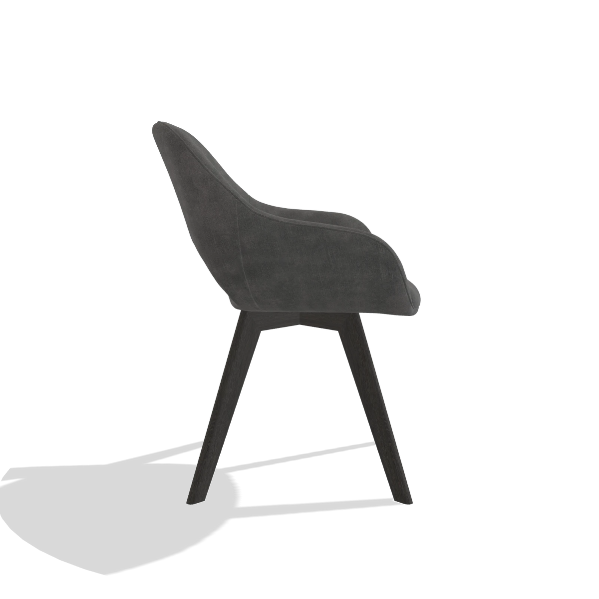 Dining Chair Marino 6608 in Adore 68 fabric (dark grey), tobacco legs, side view