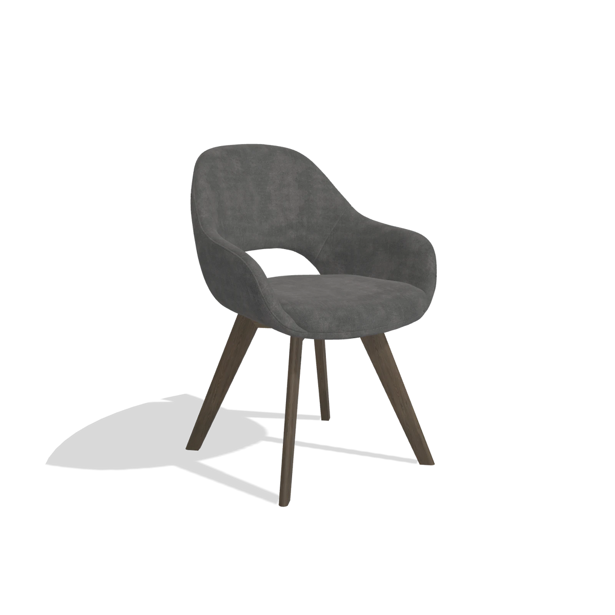 Dining Chair Marino 6608 in Adore 68 fabric (dark grey), walnut legs, angled view