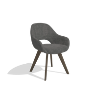 Dining Chair Marino 6608 in Adore 68 fabric (dark grey), walnut legs, angled view