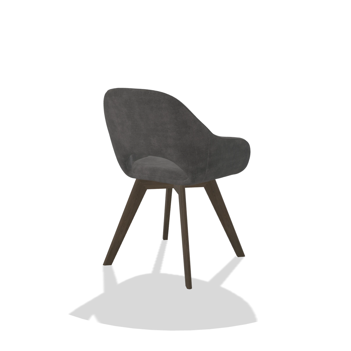 Dining Chair Marino 6608 in Adore 68 fabric (dark grey), walnut legs, back angled view