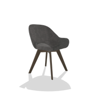 Dining Chair Marino 6608 in Adore 68 fabric (dark grey), walnut legs, back angled view