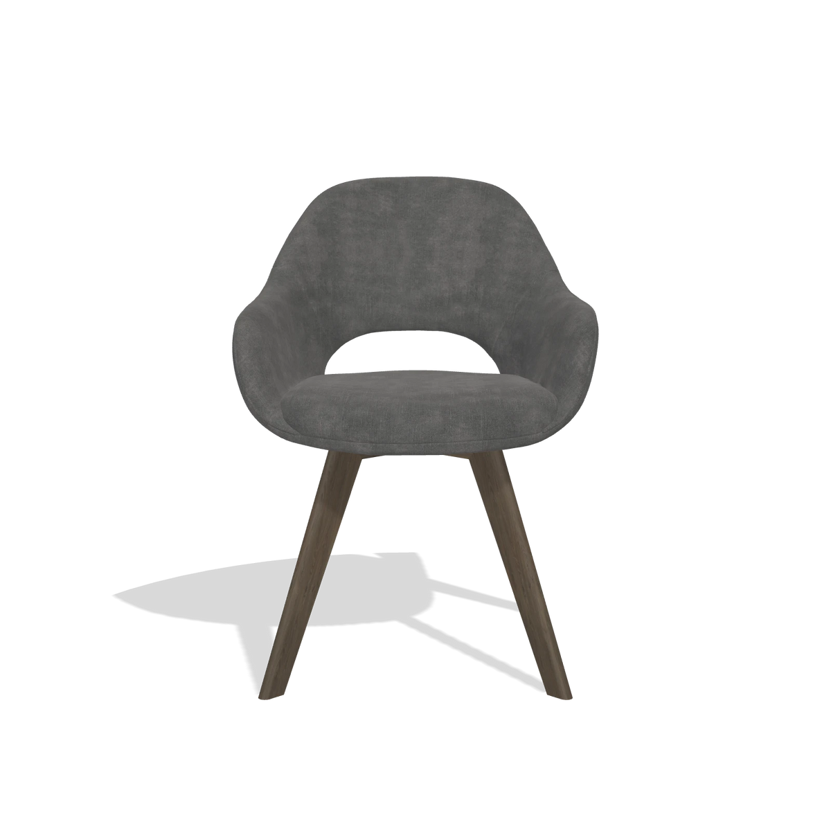 Dining Chair Marino 6608 in Adore 68 fabric (dark grey), walnut legs, front view