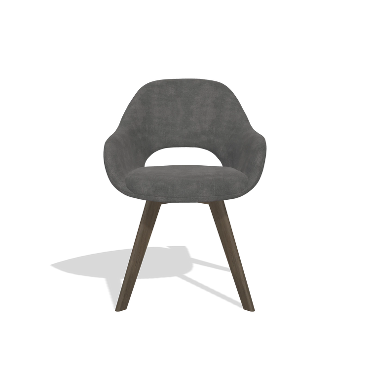 Dining Chair Marino 6608 in Adore 68 fabric (dark grey), walnut legs, front view