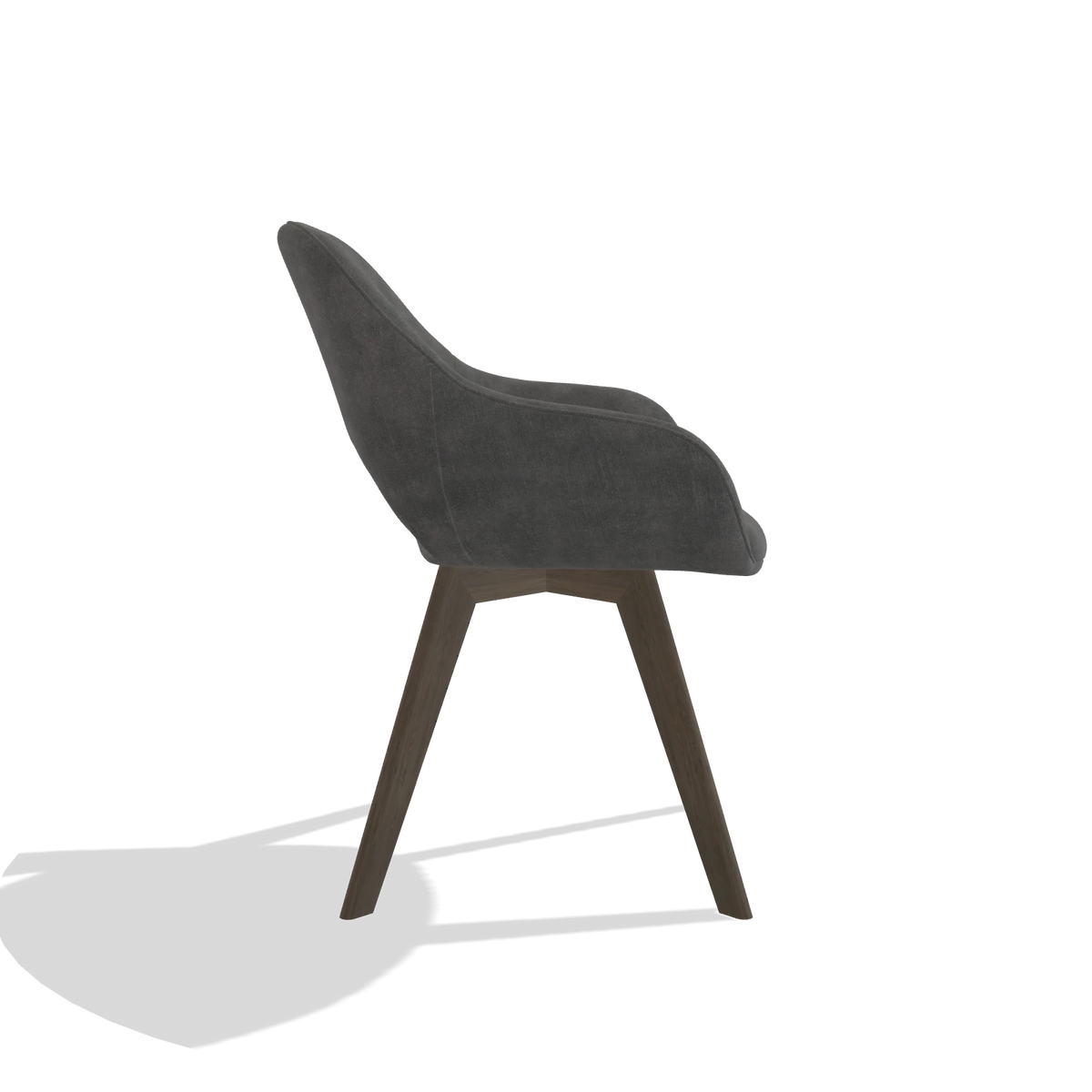 Dining Chair Marino 6608 in Adore 68 fabric (dark grey), walnut legs, side view