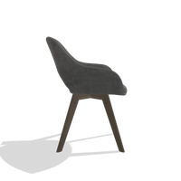 Dining Chair Marino 6608 in Adore 68 fabric (dark grey), walnut legs, side view
