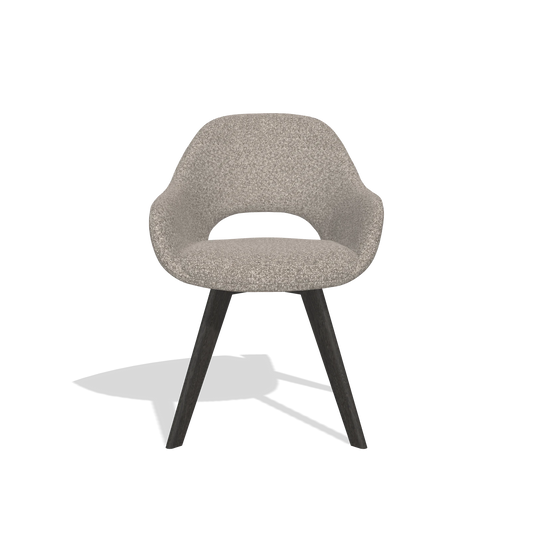 Chaise de salle à manger Marino 6608 en tissu Ascot Toffee (gris), pieds en tabac, vue de face