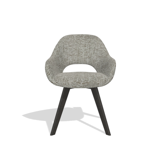 Chaise de salle à manger Marino 6608 en tissu Be Fine 120 (gris), pieds en tabac, vue de face