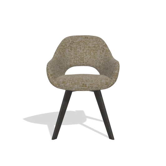 Chaise de salle à manger Marino 6608 en tissu Be Fine 25 (taupe), pieds en tabac, vue de face