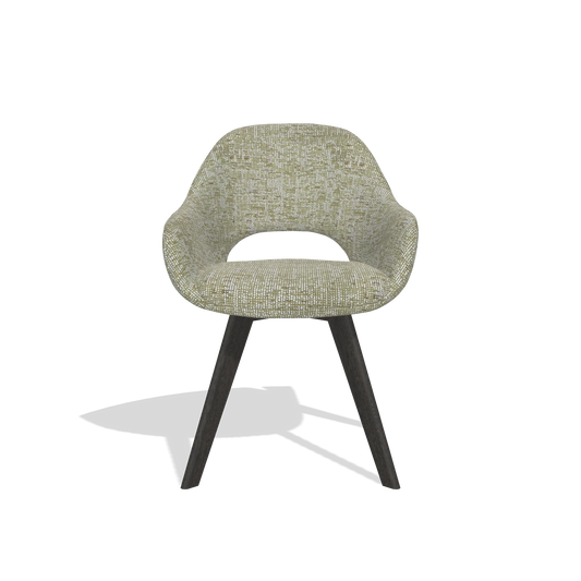 Chaise de salle à manger Marino 6608 en tissu Be Fine 429 (vert sauge), pieds en tabac, vue de face