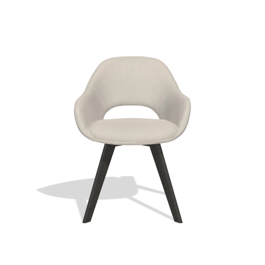 Chaise de salle à manger Marino 6608 en tissu Boogie 02 (gris clair), pieds en tabac, vue de face