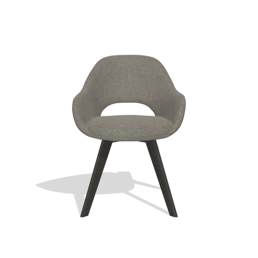 Chaise de salle à manger Marino 6608 en tissu Boogie 12 (gris foncé), pieds en tabac, vue de face