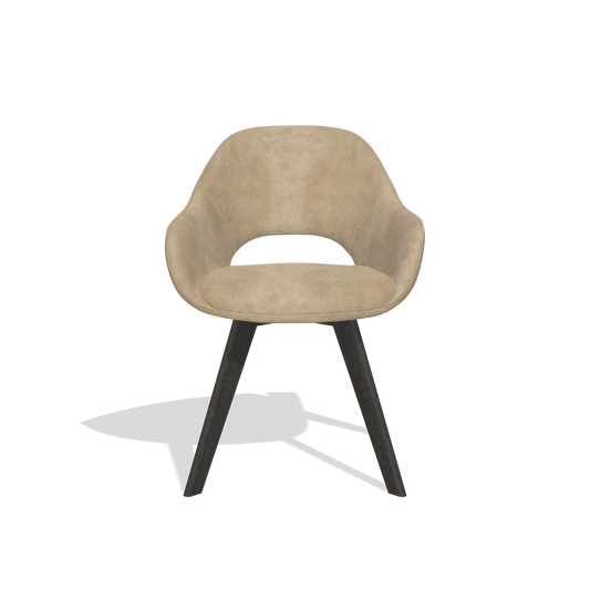 Chaise de salle à manger Marino 6608 en tissu Bull 10 (grège), pieds en tabac, vue de face