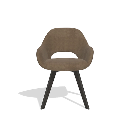 Chaise de salle à manger Marino 6608 en tissu Bull 15 (marron), pieds en tabac, vue de face