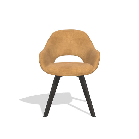 Chaise de salle à manger Marino 6608 en tissu Bull 16 (ocre), pieds en tabac, vue de face