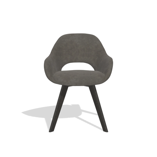 Chaise de salle à manger Marino 6608 en tissu Bull 18 (gris foncé), pieds en tabac, vue de face