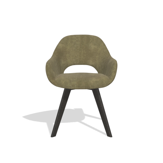 Chaise de salle à manger Marino 6608 en tissu Bull 59 (olive), pieds en tabac, vue de face