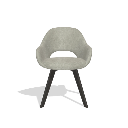 Chaise de salle à manger Marino 6608 en tissu Bull 65 (grège), pieds en tabac, vue de face
