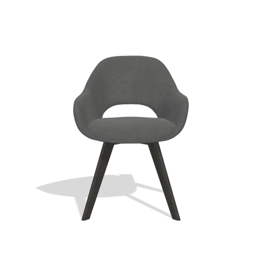 Chaise de salle à manger Marino 6608 en tissu Bull 67 (gris foncé), pieds en tabac, vue de face