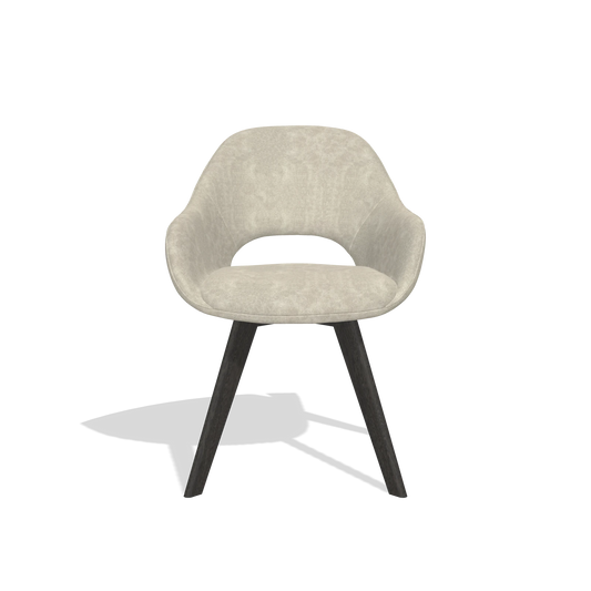 Chaise de salle à manger Marino 6608 en tissu Bull 84 (sable), pieds en tabac, vue de face