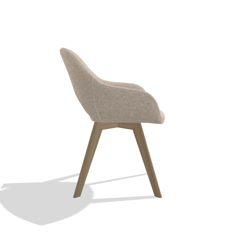 Silla de comedor Marino 6608 en tela Cayenne 102 (arena), patas en natural, vista lateral
