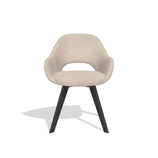 Chaise de salle à manger Marino 6608 en tissu Cayenne 102 (sable), pieds en tabac, vue de face