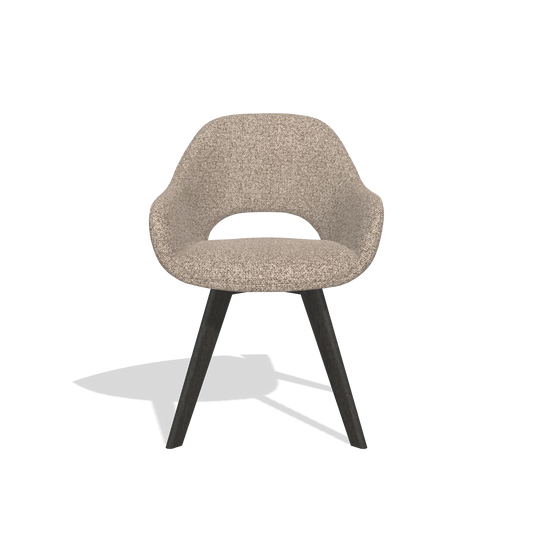 Chaise de salle à manger Marino 6608 en tissu Cayenne 15 (taupe), pieds en tabac, vue de face
