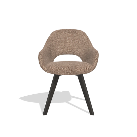 Chaise de salle à manger Marino 6608 en tissu Cayenne 28 (taupe), pieds en tabac, vue de face